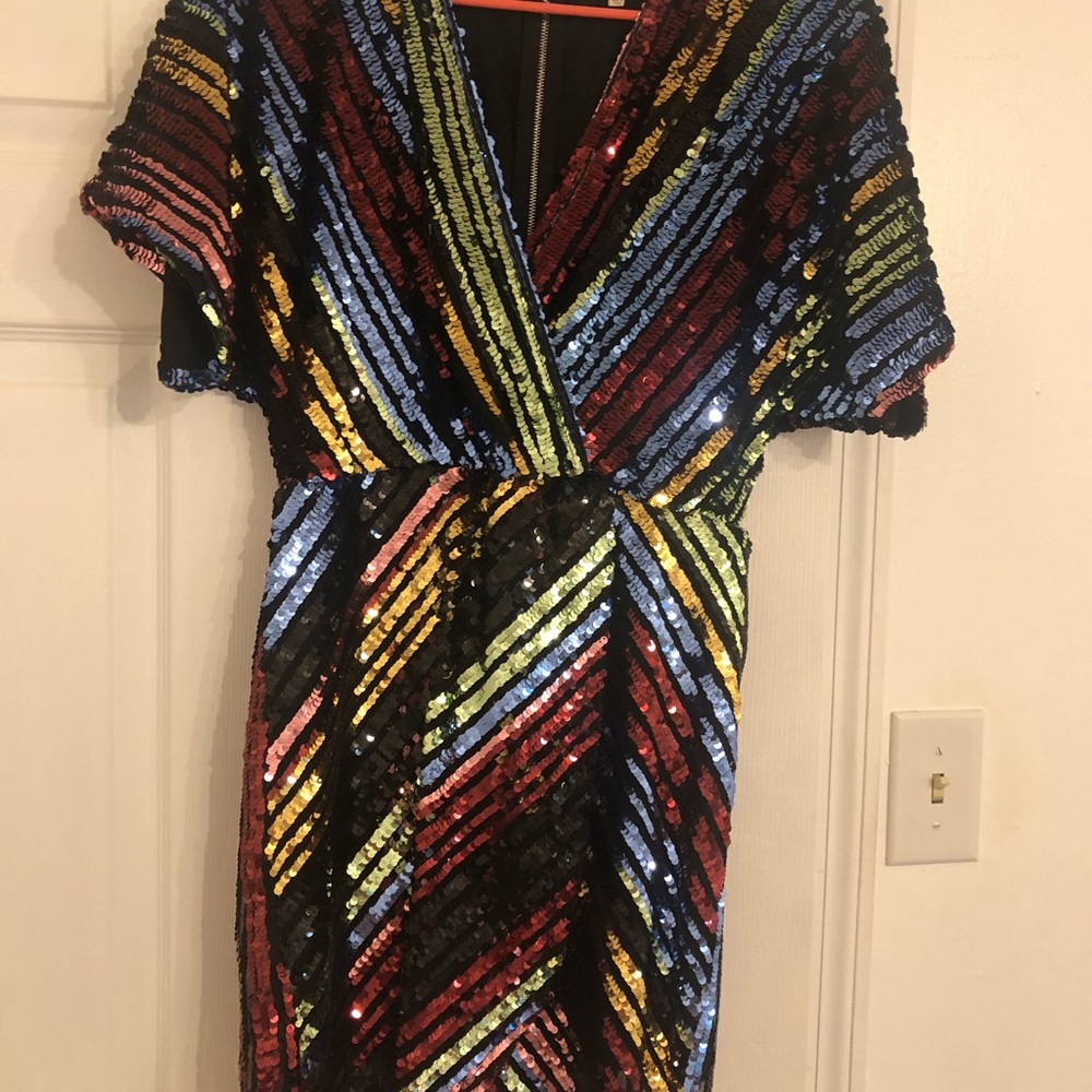 BaeVely Multicolor Sequin V-Neck Dress